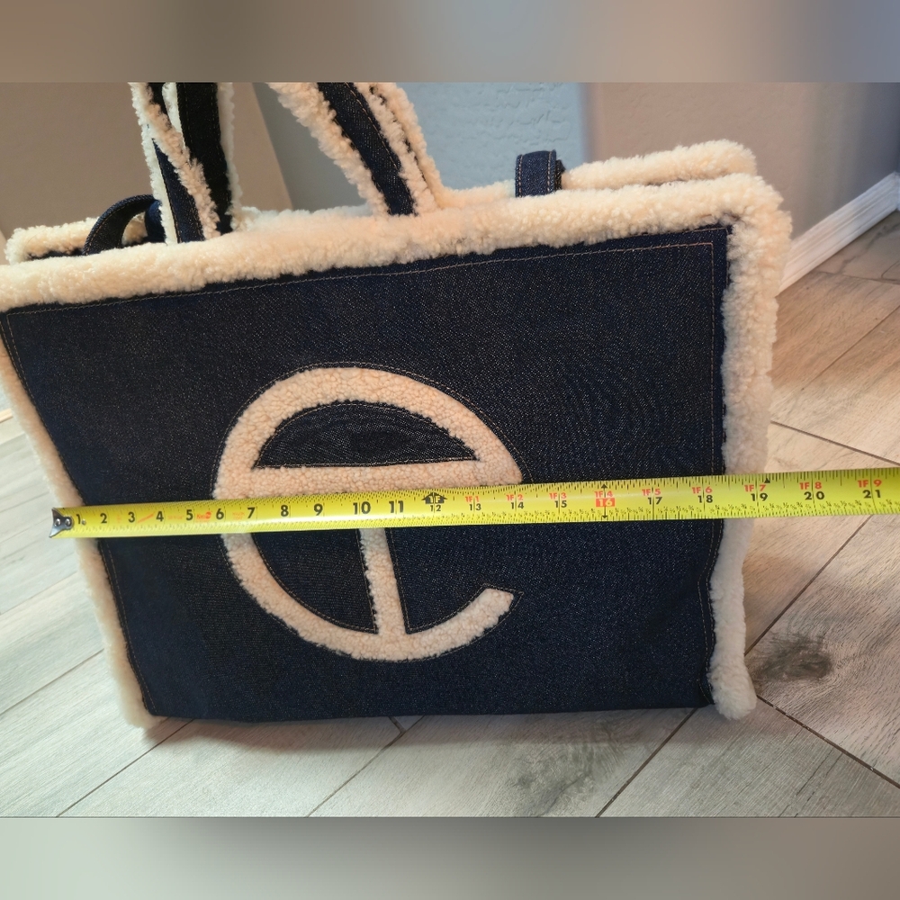 UGG x Telfar Large Denim Shearling Logo Bag Limited Edition - Picture 9 of 16